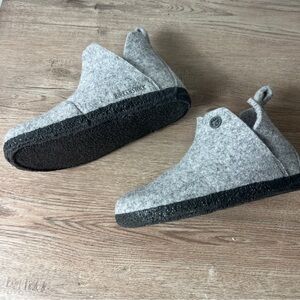 Birkenstock Kids Gray Wool Slippers